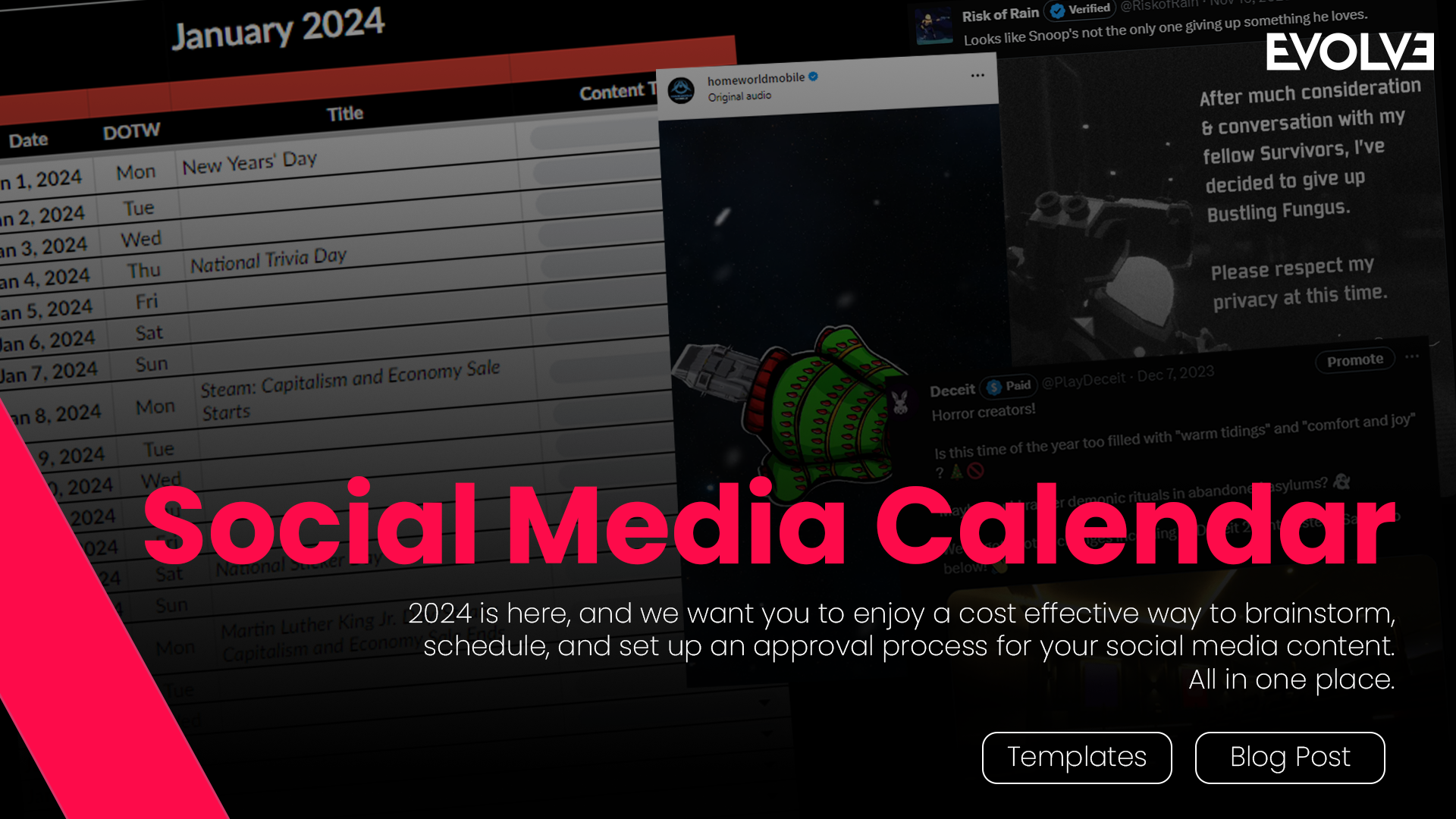 🛎️👋 Your 2024 Social Media Content Calendar Is Here! Evolve PR